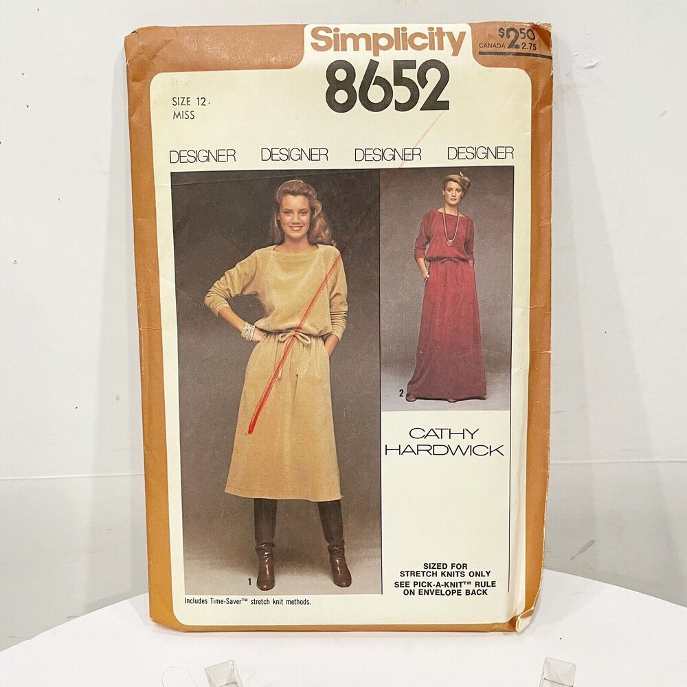 UNCUT Vintage 70s Simplicity Sewing Pattern Designer‎ Cathy Hardwick 8652 Dress